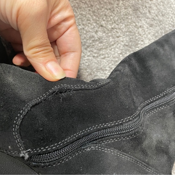 Puma Black Suede Wedge Knee High Boots | Size 6.5 EU 37 | Vintage Sport Goth - Picture 10 of 16